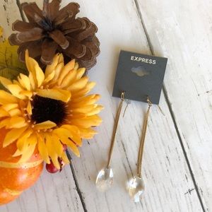 NWT Express Crystal Teardrop Gold Earrings